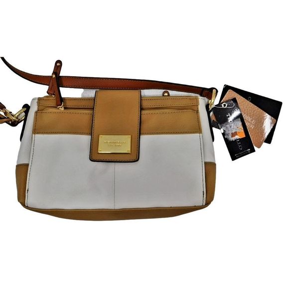 NWT Tignanello Ivory and Tan Shoulder Purse with Strap. - Picture 1 of 6